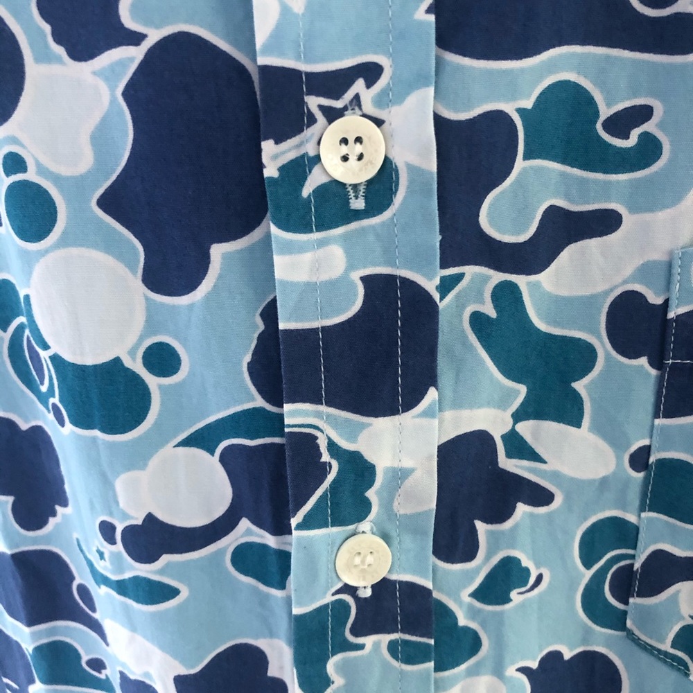 BLUE BAPE PSYCHE CAMO BUTTON UP - Picture 3 of 9